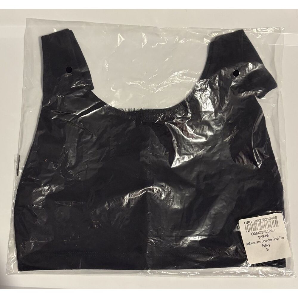 American Apparel Spandex Crop Top Navy Blue Size S Small